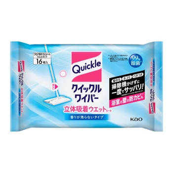 花王 クイックルワイパー 立体吸着ウエットシート 香りが残らないタイプ 16枚入