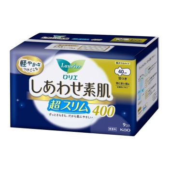 【在庫限り】花王 ロリエ しあわせ素肌 超スリム 特に多い夜用40cm 羽つき 9個