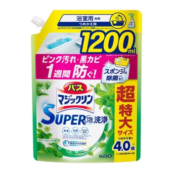 花王　バスマジックリン　ＳＵＰＥＲ泡洗浄　グリーンハーブ　つめかえ　１２００ｍｌ