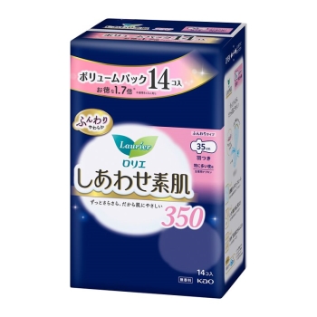 花王　ロリエ　しあわせ素肌　ボリュームパック　特に多い夜用３５ｃｍ　羽つき　１４個