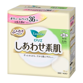 花王　ロリエ　しあわせ素肌　ボリュームパック　多い昼用２２．５ｃｍ　羽つき　３６個