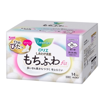 花王 ロリエ しあわせ素肌 もちふわfit 特に多い昼用25cm 羽つき 14個