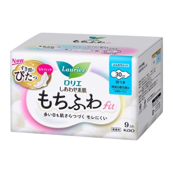 花王 ロリエ しあわせ素肌 もちふわfit 特別心配な昼用30cm 羽つき 9個