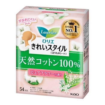 花王　ロリエ　きれいスタイル　天然コットン１００％　ピュアフラワーの香り　５４コ入