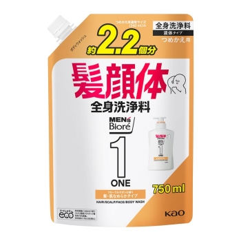 花王 メンズビオレONE オールインワン全身洗浄料 髪肌なめらかタイプ つめかえ用 大容量