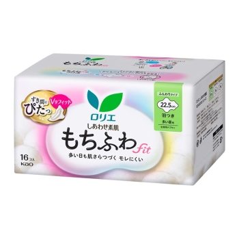 花王 ロリエ しあわせ素肌 もちふわfit 多い昼用22.5cm 羽つき 16個
