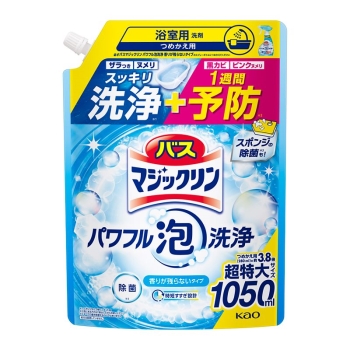 花王　バスマジックリンパワフル泡洗浄　浴室用洗剤　香りが残らないタイプ　超特大つめかえ　１０５０ｍｌ