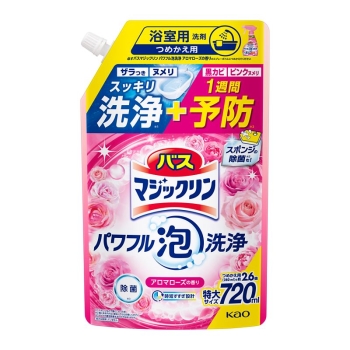 花王　バスマジックリンパワフル泡洗浄　浴室用洗剤　アロマローズの香り　つめかえ　特大　７２０ｍｌ