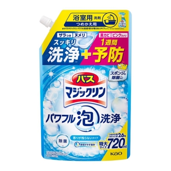 花王　バスマジックリンパワフル泡洗浄　浴室用洗剤　香りが残らないタイプ　つめかえ　特大　７２０ｍｌ