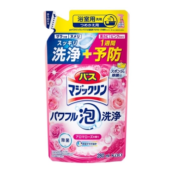 花王　バスマジックリンパワフル泡洗浄　浴室用洗剤　アロマローズの香り　つめかえ　２８０ｍｌ
