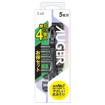 貝印 AUGERホルダー クリア 替刃4個+1付