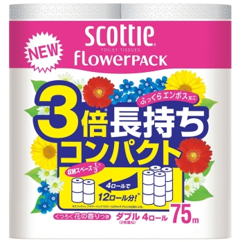 スコッティ フラワーパック3倍長持ち4ロール(ダブル)