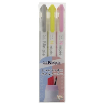 サンスター文具　マーカーペン　ペン＆マーカーＮｉｎｉｐｉｅ（ニニピー）３本セット