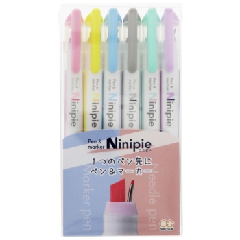 サンスター文具　マーカーペン　ペン＆マーカーＮｉｎｉｐｉｅ（ニニピー）６本セット