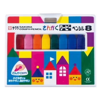 サクラクレパス さんかくクーピーペンシル8色: スクール