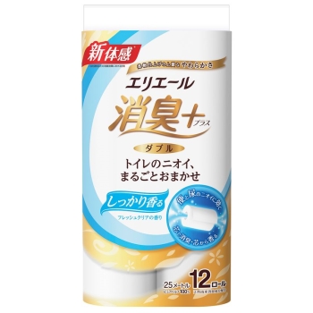 エリエール 消臭+トイレットティシューしっかり香るフレッシュクリアの香り 25M12ロールダブル