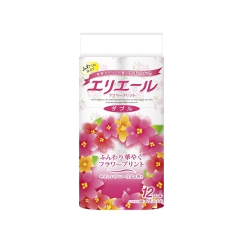 エリエール トイレットティシュー フラワープリント 25M 12ロール ダブル