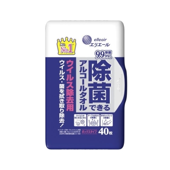 ＥＬ　除菌ＡＬタオルウイルス除去ＢＯＸ本体　４０枚