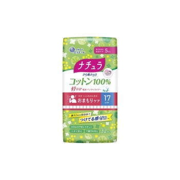 ナチュラ　さら肌さらり　コットン１００％　軽やか吸水パンティライナー１７ｃｍ　５ｃｃ　３２枚