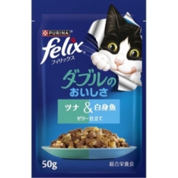 フリルリボンの白猫ちゃんフード-4種セット- ネスレピュリナ フィリックス パウチ やわらかグリル 子ねこ お