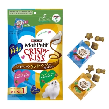 ■　ネスレ日本モンプチクリスピーキッスバラエティパックグレイビーソースかけ２種のアソート１４４ｇ