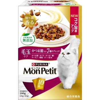 ■　ネスレ日本　モンプチ　ボックス　毛玉ケア　かつお節入り７種のブレンド２００ｇ