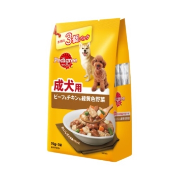 ペディグリー　成犬用　ビーフチキン野菜　７０ｇ×３個入り
