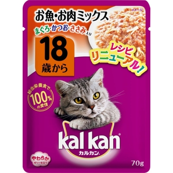 ■　カルカン　パウチ　１８歳から　お魚・お肉ミックス　まぐろ・かつお・ささみ入り　７０ｇ
