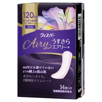 ウィスパー　うすさらエアリー＋多いときでも安心　１２０ｃｃ　１４枚