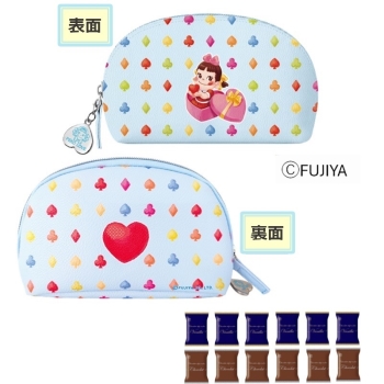 不二家　ペコちゃん シェルポーチと焼菓子（ブルー）