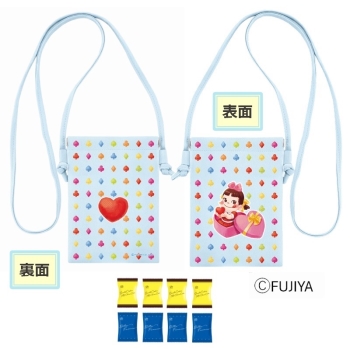 不二家　ペコちゃん スマホポーチと焼菓子（ブルー）