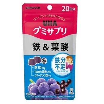 ＵＨＡグミサプリ　鉄＆葉酸　２０日分