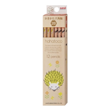 三菱鉛筆　鉛筆ハハトコ０３　赤　２Ｂ（ハリネズミ＆猫）