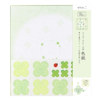 デザインフィル　カラー色紙　シール付　クローバー柄
