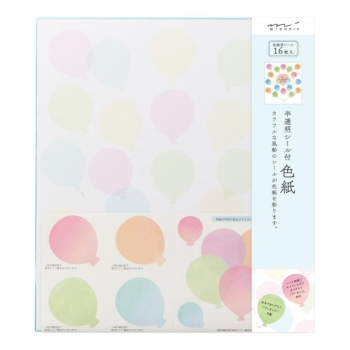 デザインフィル　カラー色紙　シール付　半透明　風船柄