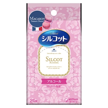 シルコット アルコール ウエットティッシュ マカロンデザイン 無香料 24枚