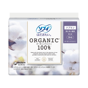 ユニ・チャーム ソフィ はだおもい オーガニックコットン 羽つき 13枚 26cm 特に多い昼用