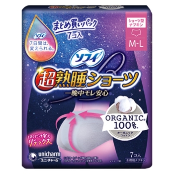 ■　ソフィ超熟睡ショーツオーガニックコットンＭＬ　７枚