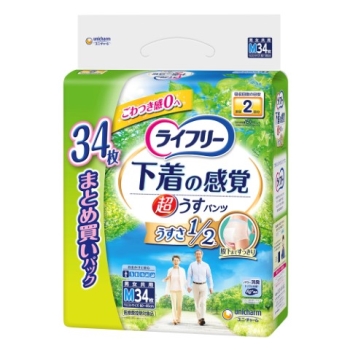 ライフリー超うす型下着感覚パンツＭサイズ３４枚