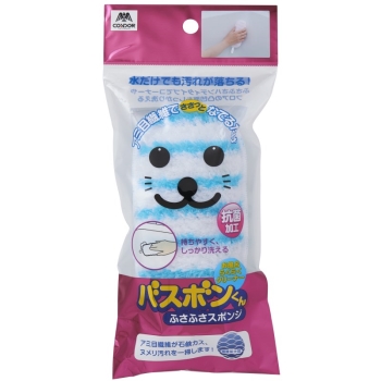 バスボンくん お風呂クリーナー ふさふさスポンジ抗菌 ブルー