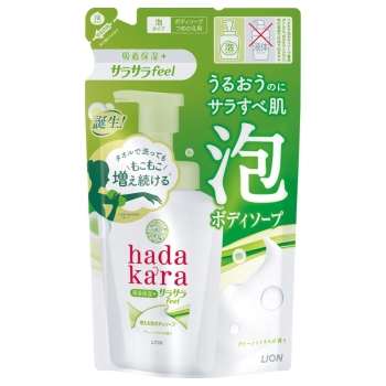 ハダカラ　泡で出てくるサラサラｆｅｅｌタイプ　グリーンシトラスの香りつめかえ用　４２０ｍｌ