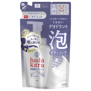 ｈａｄａｋａｒａ　泡で出てくる薬用デオドラントボディソープ　ハーバルソープの香り　つめかえ用