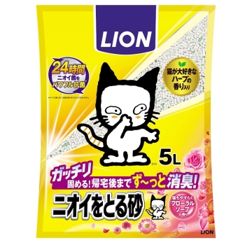 ■　ライオン　ペットキレイ　ニオイをとる砂　フローラルソープの香り　５Ｌ