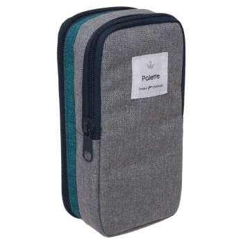 タテヨコペンケース　ブルー×グレー