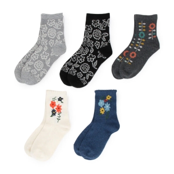 【福袋】レディース　フラワー柄ソックス　５足入り