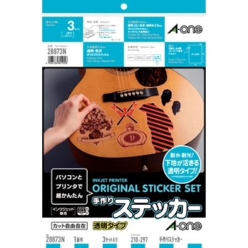 エーワン　手作りステッカー［インクジェット］透明タイプ　Ａ４　１面　２８８７３Ｎ