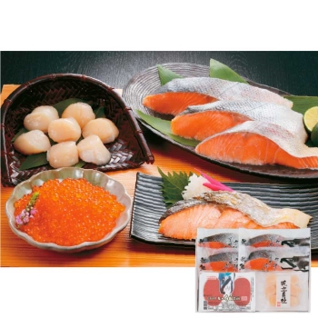 【お歳暮】カネサン佐藤水産　塩秋鮭切身といくらほたて貝柱セット　２７５５