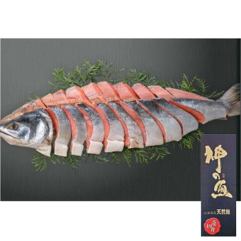 【お歳暮】エスケイフーズ　礼文島・利尻島産　「神の魚」熟成新巻鮭姿切身Ｌ　１９７４