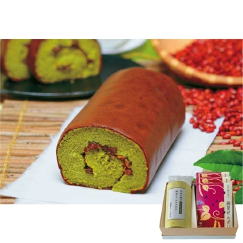 【お歳暮】三源庵　宇治抹茶ロールカステラと伏見ぜんざいのセット　８０８－３
