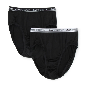 女児　アウトゴム仕様ロゴ入りショーツ　黒　２枚組